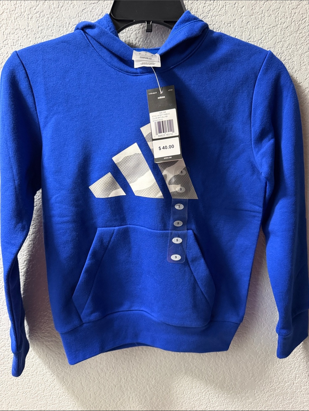 adidas Kids Bright Blue Logo Pullover Hoodie